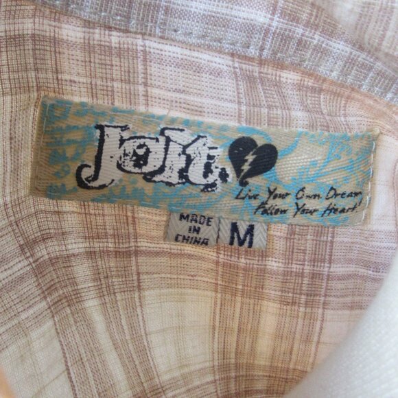 NWT Tan and White Plaid Ruffled Peplum Belted Jacket by Jolt Size M - Picture 9 of 15